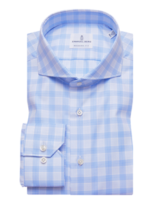 White & Sky Blue Houndstooth Modern Fit Shirt | Casual Shirts Collection | Sam's Tailoring Fine Men's Clothing