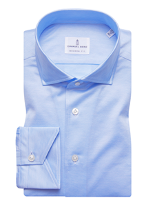 Solid Sky Blue Modern Fit Luxuxry Jersey Shirt | Casual Shirts Collection | Sam's Tailoring Fine Men's Clothing