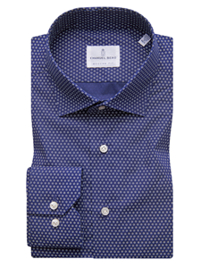 Navy Printed Two Button Cuffs Long Sleeve Shirt | Casual Shirts Collection | Sam's Tailoring Fine Men's Clothing