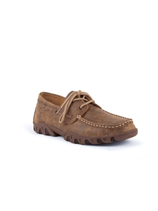 Mocha Grain Leather Casual Lace-Up Loafer | Ferrini USA Men's Shoes | Sam's Tailoring Fine Men Clothing
