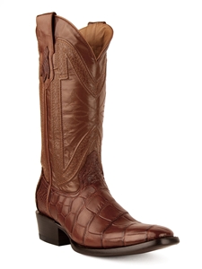 Cognac Belly Alligator French Toe Stallion Boot | Ferrini Men's Boots | Sam's Tailoring Fine Men Clothing