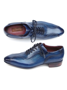 Blue Hand-Painted Lace Up Causal Shoe | Paul Parkman Causal Shoes | Sam's Tailoring Fine Men Clothing