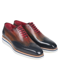 Navy Mix Wingtip Men's Casual Oxford Shoe | Paul Parkman Causal Shoes | Sam's Tailoring Fine Men Clothing