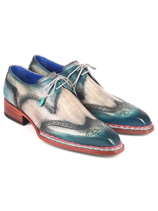 Blue & Grey Norwegian Welted Wingtip Derby Shoe | Paul Parkman Derby Shoes | Sam's Tailoring Fine Men Clothing
