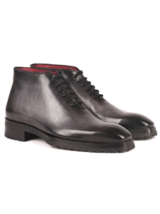 Gray Burnished Rubber Sole Men's Ankle Boot | Paul Parkman Men's Boots | Sam's Tailoring Fine Men Clothing