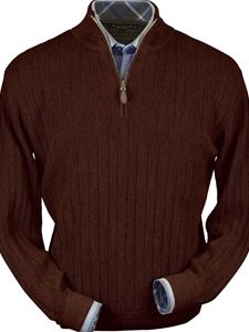 Bark Heather Baby Alpaca Half-Zip Sweater | Peru Unlimited Half Zip Mock | Sam's Tailoring Fine Men's Clothing