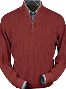 Rust Baby Alpaca Half-Zip Men's Sweater | Peru Unlimited Half Zip Mock | Sam's Tailoring Fine Men's Clothing