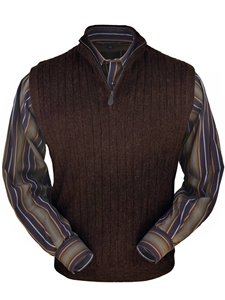 Dark Brown Heather Baby Alpaca Men's Vest | Peru Unlimited Half Zip Vests | Sam's Tailoring Fine Men's Clothing