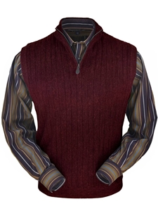 Wine Heather Baby Alpaca Fine Men's Vest | Peru Unlimited Half Zip Vests | Sam's Tailoring Fine Men's Clothing