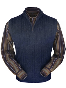 Midnight Heather Baby Alpaca Men's Vest | Peru Unlimited Half Zip Vests | Sam's Tailoring Fine Men's Clothing