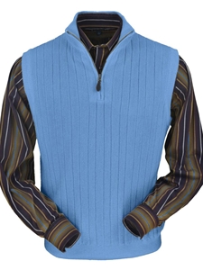 Atlantic Blue Baby Alpaca Fine Men's Vest | Peru Unlimited Half Zip Vests | Sam's Tailoring Fine Men's Clothing