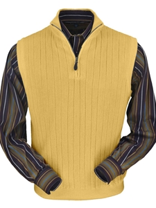 Gold Classic Fit Baby Alpaca Fine Men's Vest | Peru Unlimited Half Zip Vests | Sam's Tailoring Fine Men's Clothing