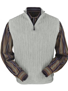Light Grey Heather Baby Alpaca Men's Vest | Peru Unlimited Half Zip Vests | Sam's Tailoring Fine Men's Clothing