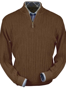 Khaki Heater Baby Alpaca Hal-Zip Sweater | Peru Unlimited Half Zip Sweaters | Sam's Tailoring Fine Men's Clothing