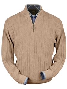 Oatmeal Heater Baby Alpaca Hal-Zip Sweater | Peru Unlimited Half Zip Sweaters | Sam's Tailoring Fine Men's Clothing