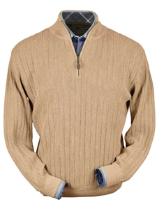 Beige Heater Baby Alpaca Hal-Zip Sweater | Peru Unlimited Half Zip Sweaters | Sam's Tailoring Fine Men's Clothing