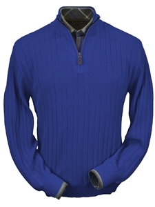 Electric Blue Baby Alpaca Hal-Zip Sweater | Peru Unlimited Half Zip Sweaters | Sam's Tailoring Fine Men's Clothing
