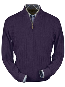 Plum Heater Baby Alpaca Hal-Zip Sweater | Peru Unlimited Half Zip Sweaters | Sam's Tailoring Fine Men's Clothing