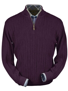 Eggplant Heater Baby Alpaca Hal-Zip Sweater | Peru Unlimited Half Zip Sweaters | Sam's Tailoring Fine Men's Clothing