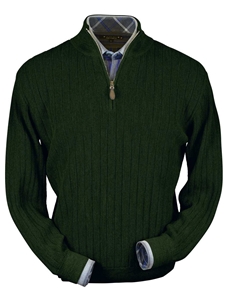 Hunter Green Heater Baby Alpaca Hal-Zip Sweater | Peru Unlimited Half Zip Sweaters | Sam's Tailoring Fine Men's Clothing