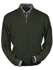 Leaf Moss Heater Baby Alpaca Hal-Zip Sweater | Peru Unlimited Half Zip Sweaters | Sam's Tailoring Fine Men's Clothing