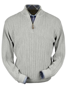 Light Grey Heater Baby Alpaca Hal-Zip Sweater | Peru Unlimited Half Zip Sweaters | Sam's Tailoring Fine Men's Clothing