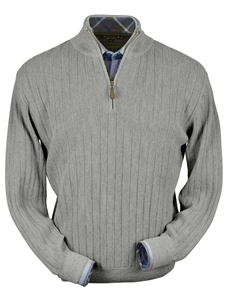 Silver Grey Heater Baby Alpaca Hal-Zip Sweater | Peru Unlimited Half Zip Sweaters | Sam's Tailoring Fine Men's Clothing