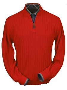 Red Baby Alpaca Hal-Zip Fine Men's Sweater | Peru Unlimited Half Zip Sweaters | Sam's Tailoring Fine Men's Clothing