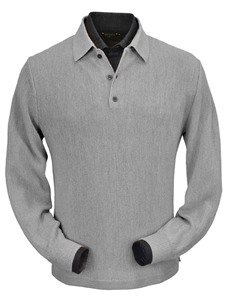 Silver Grey Heateher Baby Alpaca Straight Bottom Polo | Peru Unlimited Polo Shirt | Sam's Tailoring Fine Men's Clothing