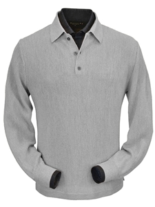 Light Grey Heateher Baby Alpaca Straight Bottom Polo | Peru Unlimited Polo Shirt | Sam's Tailoring Fine Men's Clothing