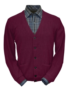 Raspberry Baby Alpaca Relax Fit Men Cardigan | Peru Unlimited Cardigans | Sam's Tailoring Fine Men's Clothing