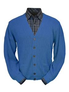 Royal Blue Baby Alpaca Relax Fit Cardigan | Peru Unlimited Cardigans | Sam's Tailoring Fine Men's Clothing