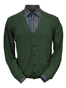 Green Heather Baby Alpaca Relax Fit Cardigan | Peru Unlimited Cardigans | Sam's Tailoring Fine Men's Clothing