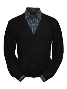 Black Baby Alpaca Relax Fit Men's Cardigan | Peru Unlimited Cardigans | Sam's Tailoring Fine Men's Clothing