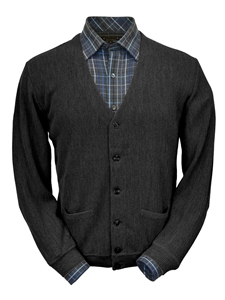 Charcoal Heather Baby Alpaca Relax Fit Cardigan | Peru Unlimited Cardigans | Sam's Tailoring Fine Men's Clothing