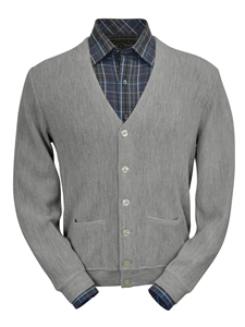 Silver Grey Heather Baby Alpaca Men's Cardigan | Peru Unlimited Cardigans | Sam's Tailoring Fine Men's Clothing