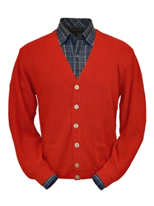 Red Baby Alpaca Relaxed Fit Men's Cardigan | Peru Unlimited Cardigans | Sam's Tailoring Fine Men's Clothing