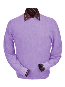 Lilac Baby Alpaca Ribbed Crew Neck Sweater | Peru Unlimited Crew Neck Sweaters | Sam's Tailoring Fine Men's Clothing