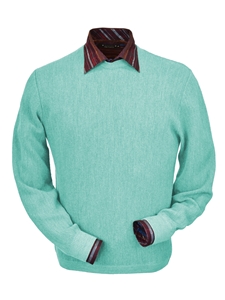 Aqua Heather Baby Alpaca Crew Neck Sweater | Peru Unlimited Crew Neck Sweaters | Sam's Tailoring Fine Men's Clothing