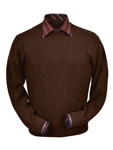 Bark Heather Baby Alpaca Crew Neck Sweater | Peru Unlimited Crew Neck Sweaters | Sam's Tailoring Fine Men's Clothing