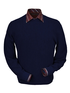 Navy Baby Alpaca Men's Crew Neck Sweater | Peru Unlimited Crew Neck Sweaters | Sam's Tailoring Fine Men's Clothing