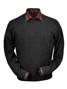 Charcoal Heather Baby Alpaca Crew Neck Sweater | Peru Unlimited Crew Neck Sweaters | Sam's Tailoring Fine Men's Clothing