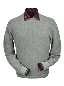 Silver Grey Heather Baby Alpaca Crew Neck Sweater | Peru Unlimited Crew Neck Sweaters | Sam's Tailoring Fine Men's Clothing