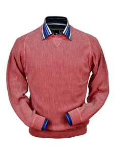 Red Coral Heather Baby Alpaca Crew Neck Sweatshirt | Peru Unlimited Crew Neck Sweatshirts | Sam's Tailoring Fine Men's Clothing
