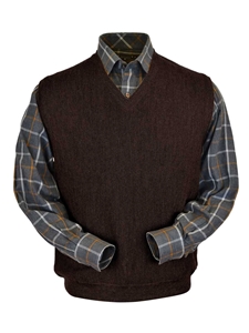 Dark Brown Heather Baby Alpaca V-Neck Vest | Peru Unlimited V-Neck Vests | Sam's Tailoring Fine Men's Clothing