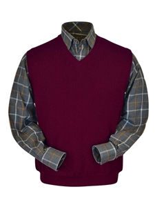 Raspberry Baby Alpaca V-Neck Men's Vest | Peru Unlimited V-Neck Vests | Sam's Tailoring Fine Men's Clothing