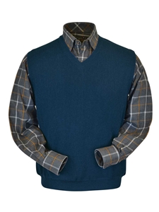 Midnight Blue Baby Alpaca V-Neck Men's Vest | Peru Unlimited V-Neck Vests | Sam's Tailoring Fine Men's Clothing