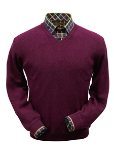 Raspberry Baby Alpaca Men's V-Neck Sweater | Peru Unlimited V-Neck Sweaters | Sam's Tailoring Fine Men's Clothing