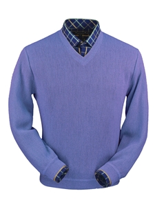 Lilac Heather Baby Alpaca V-Neck Sweater | Peru Unlimited V-Neck Sweaters | Sam's Tailoring Fine Men's Clothing