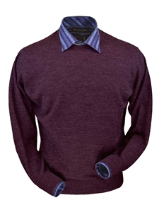 Plum Heather Royal Alpaca Crew Neck Sweater | Peru Unlimited Crewneck Sweaters | Sam's Tailoring Fine Men's Clothing
